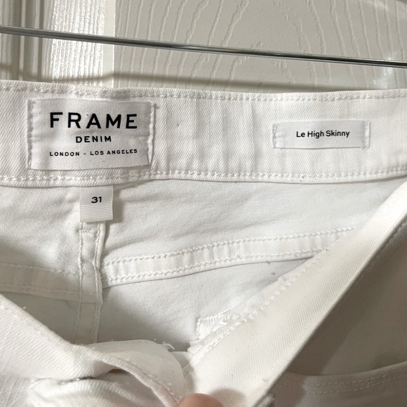 FRAME Denim London - Los Angeles Le High Skinny White Distressed Button-up sz 31 - Picture 6 of 9